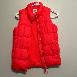 Girls Old Navy Neon Coral Puffer Vest